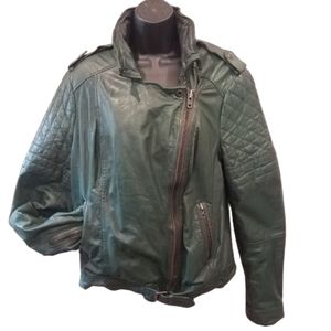 Muubaa Nido Quilted Moto Leather Biker Jacket Sz14